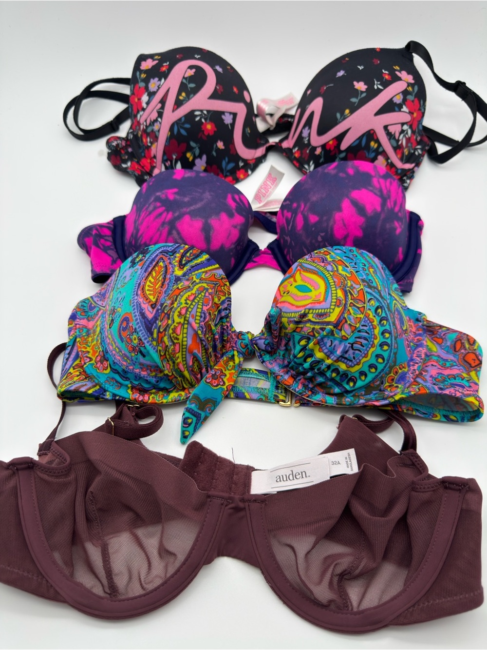 Lot of Victoria’s Secret PINK Bra & Swim Bundle 32A 34A 34B – 4 Pieces